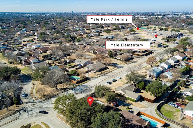 aerial view with a residential view