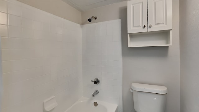 full bathroom with bathing tub / shower combination and toilet