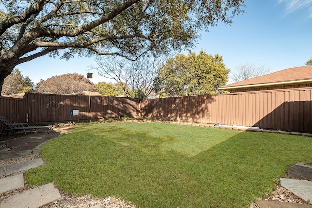 view of yard featuring a fenced backyard