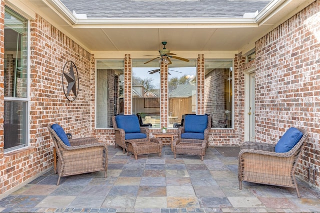 view of patio / terrace with ceiling fan