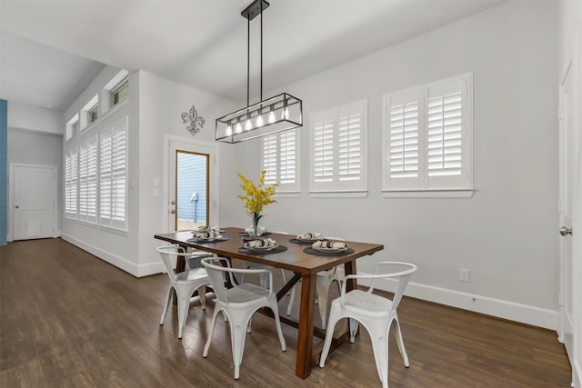 dining room featuring wood finished floors and baseboards