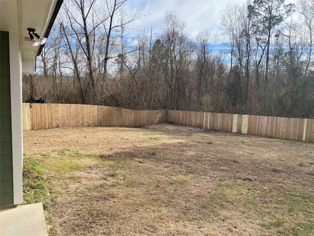 view of yard featuring fence