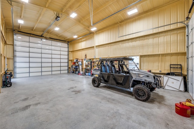 garage with metal wall