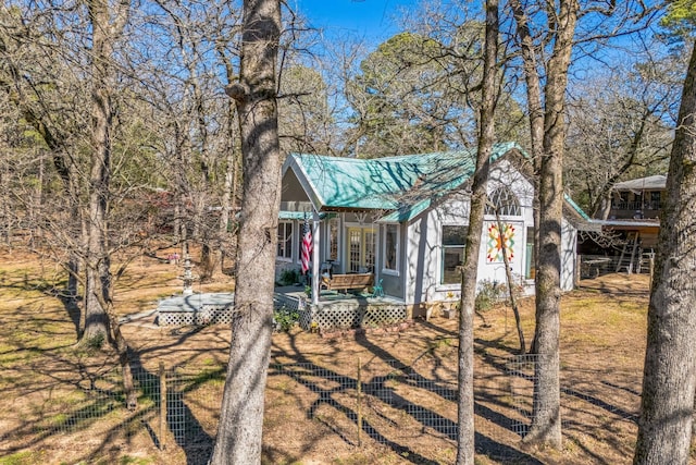 view of yard with a wooden deck