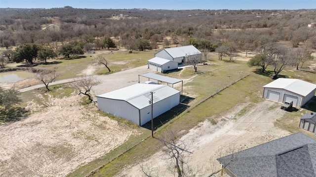 drone / aerial view with a rural view