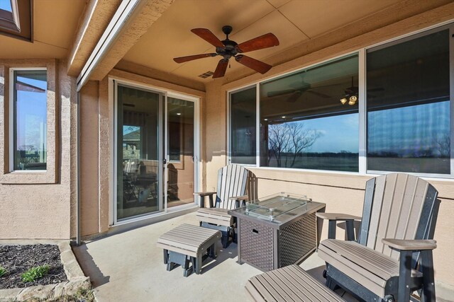 10112 Parkcrest Ct, Denton, TX 76207 - view of patio with a ceiling fan and visible vents