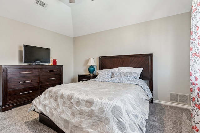 5505 Lomita Cir, Plano, TX 75023 - carpeted bedroom featuring baseboards, vaulted ceiling, and ceiling fan