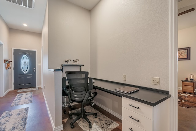 310 County Road 336 Unit B, Tuscola, TX 79562 - home office with baseboards, visible vents, concrete floors, and recessed lighting