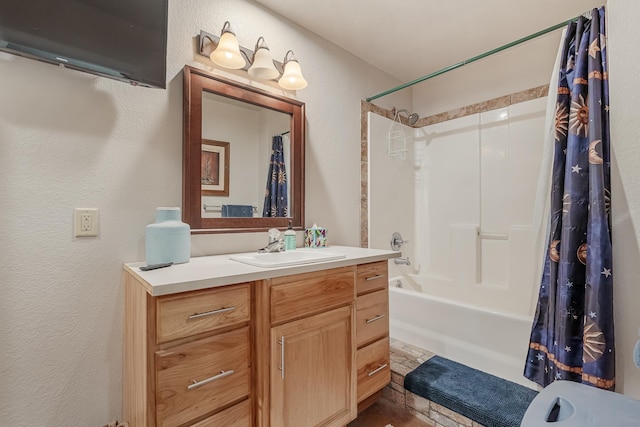 310 County Road 336 Unit B, Tuscola, TX 79562 - full bath with shower / tub combo, a textured wall, and vanity