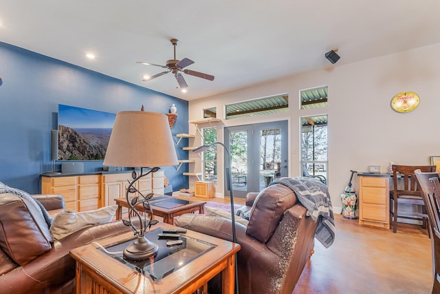 310 County Road 336 Unit B, Tuscola, TX 79562 - living area featuring concrete floors, recessed lighting, and ceiling fan