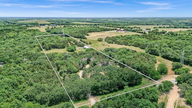 birds eye view of property featuring a rural view