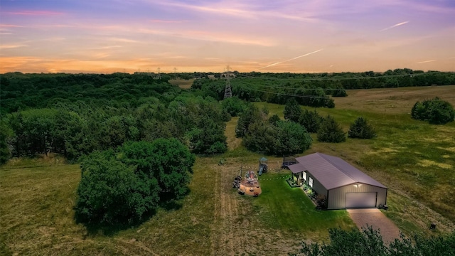 view of aerial view at dusk