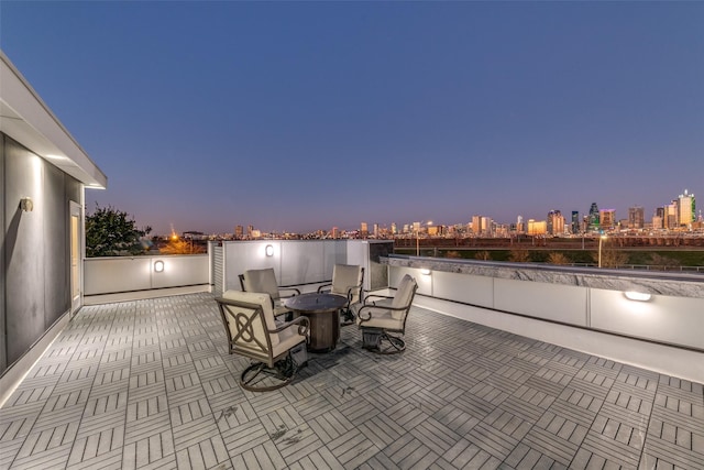 view of patio / terrace featuring a view of city