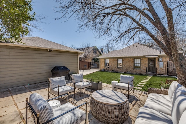 view of patio with an outdoor living space