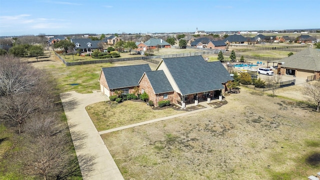 drone / aerial view with a residential view