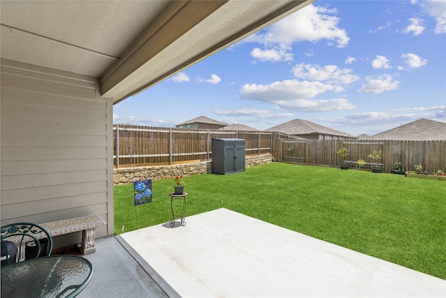 view of yard featuring a fenced backyard and a patio