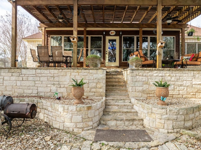 view of patio / terrace with a pergola