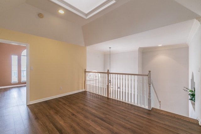 128 Oakview Dr, Hudson Oaks, TX 76087 - unfurnished room featuring wood finished floors, ornamental molding, baseboards, a smoke detector, and recessed lighting
