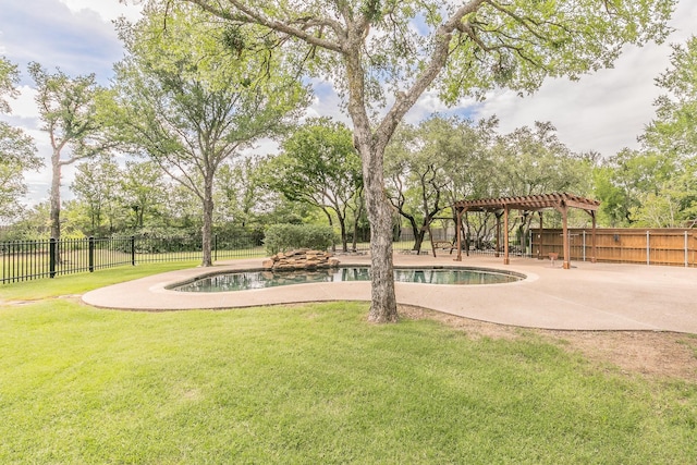 128 Oakview Dr, Hudson Oaks, TX 76087 - view of community with a pergola, a swimming pool, a patio area, and view of scattered trees