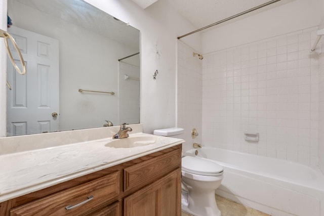 7425 Dana Ln, North Richland Hills, TX 76182 - bathroom with shower / washtub combination, tile patterned flooring, vanity, and toilet