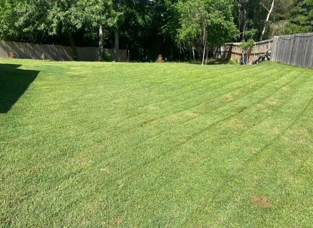 view of yard featuring a fenced backyard