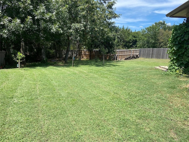 view of yard featuring a fenced backyard