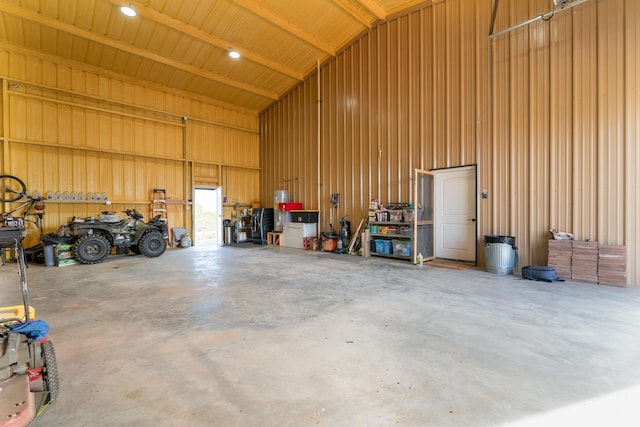 garage featuring metal wall