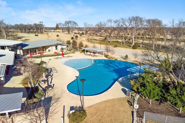 pool featuring a patio area and a gazebo