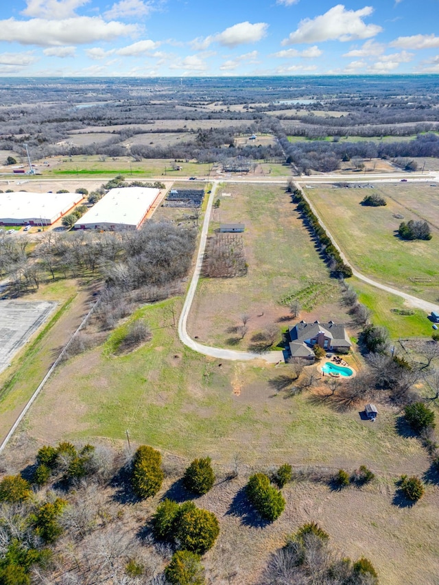 aerial view featuring a rural view