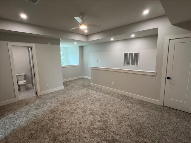 3244 Crites St, Richland Hills, TX 76118 - below grade area featuring carpet flooring, recessed lighting, a ceiling fan, and baseboards