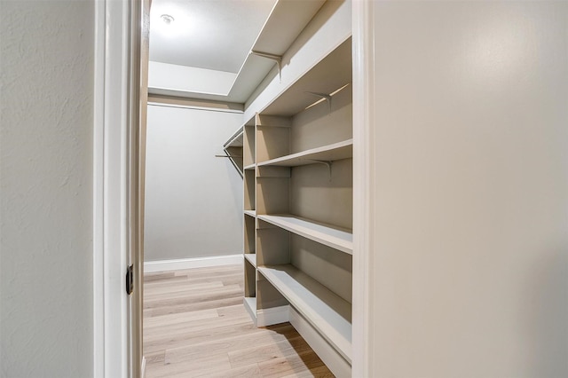 spacious closet with wood finished floors