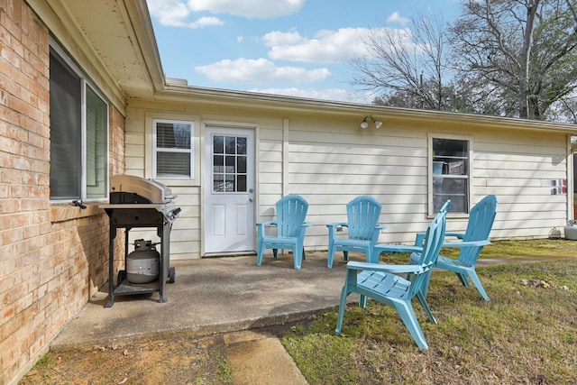 view of patio with area for grilling