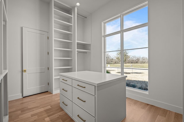 spacious closet with light wood-style flooring