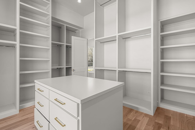 spacious closet with light wood finished floors