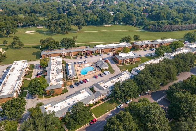 aerial view featuring view of golf course