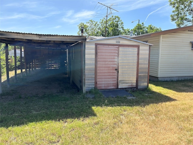 view of shed