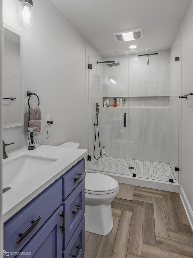 612 Kari Crk, Bossier City, LA 71111 - full bathroom featuring a shower stall, visible vents, toilet, and vanity