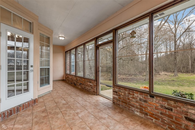 view of unfurnished sunroom