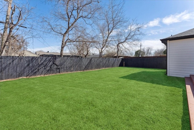 view of yard featuring a fenced backyard