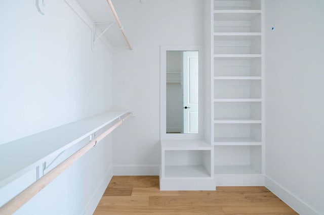 spacious closet featuring light wood finished floors