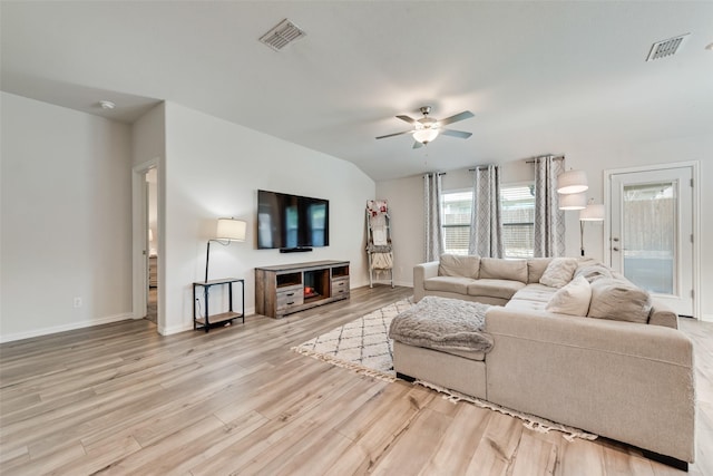 6116 Pathfinder Trl, Fort Worth, TX 76179 - living room with a ceiling fan, light wood-style floors, and baseboards