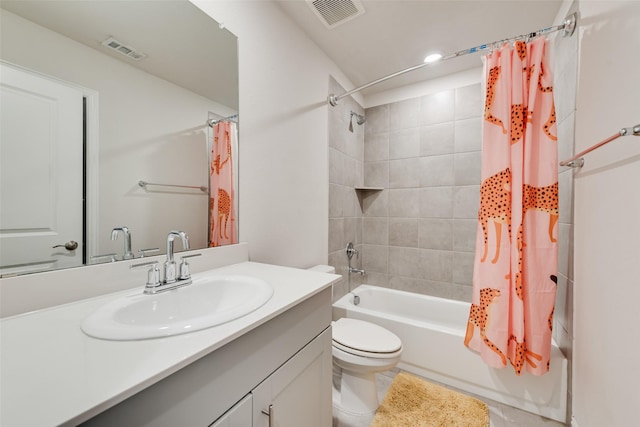 6116 Pathfinder Trl, Fort Worth, TX 76179 - full bath with vanity, toilet, shower / bath combo with shower curtain, recessed lighting, and tile patterned floors