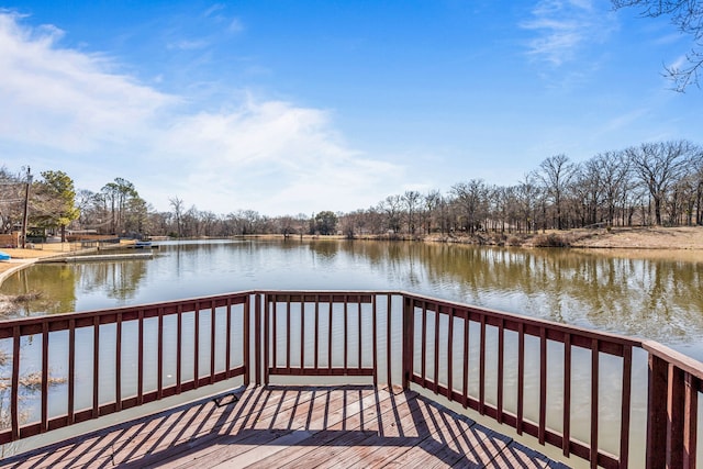 view of dock featuring a water view