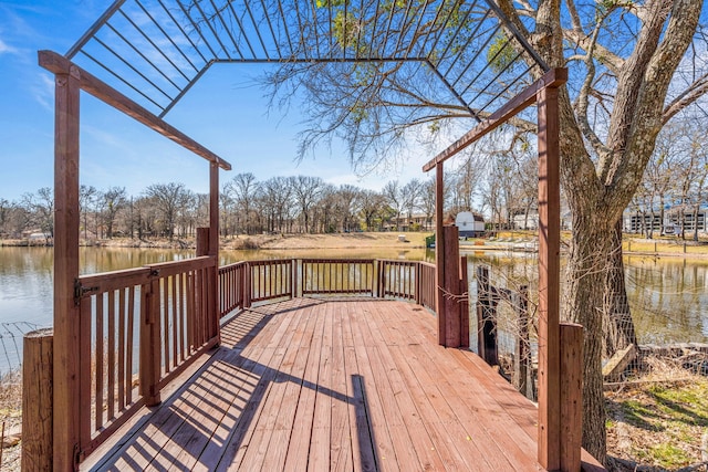 deck with a water view