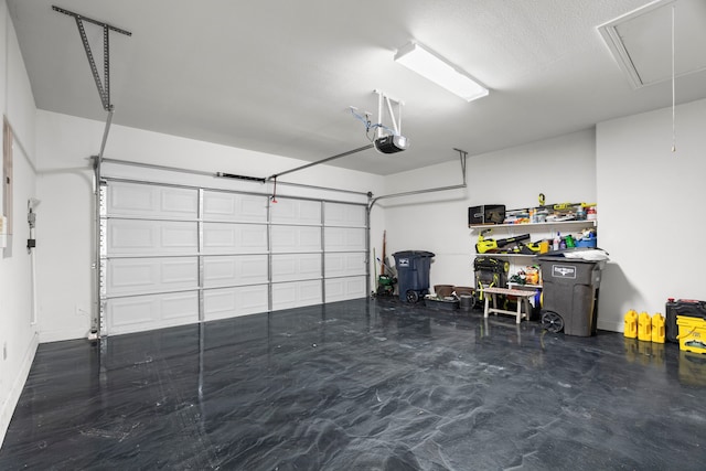 garage with a garage door opener