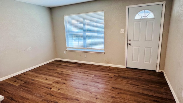 entrance foyer with baseboards and wood finished floors