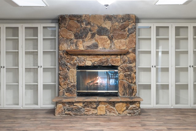 living room featuring a fireplace and wood finished floors