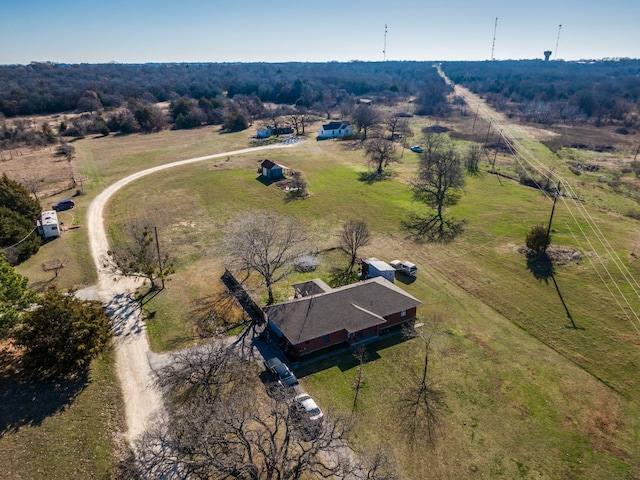 aerial view featuring a rural view