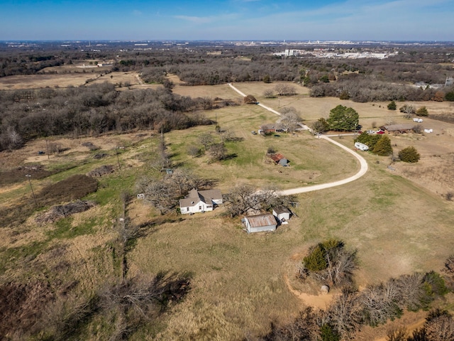 aerial view featuring a rural view