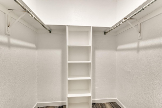 walk in closet with wood finished floors